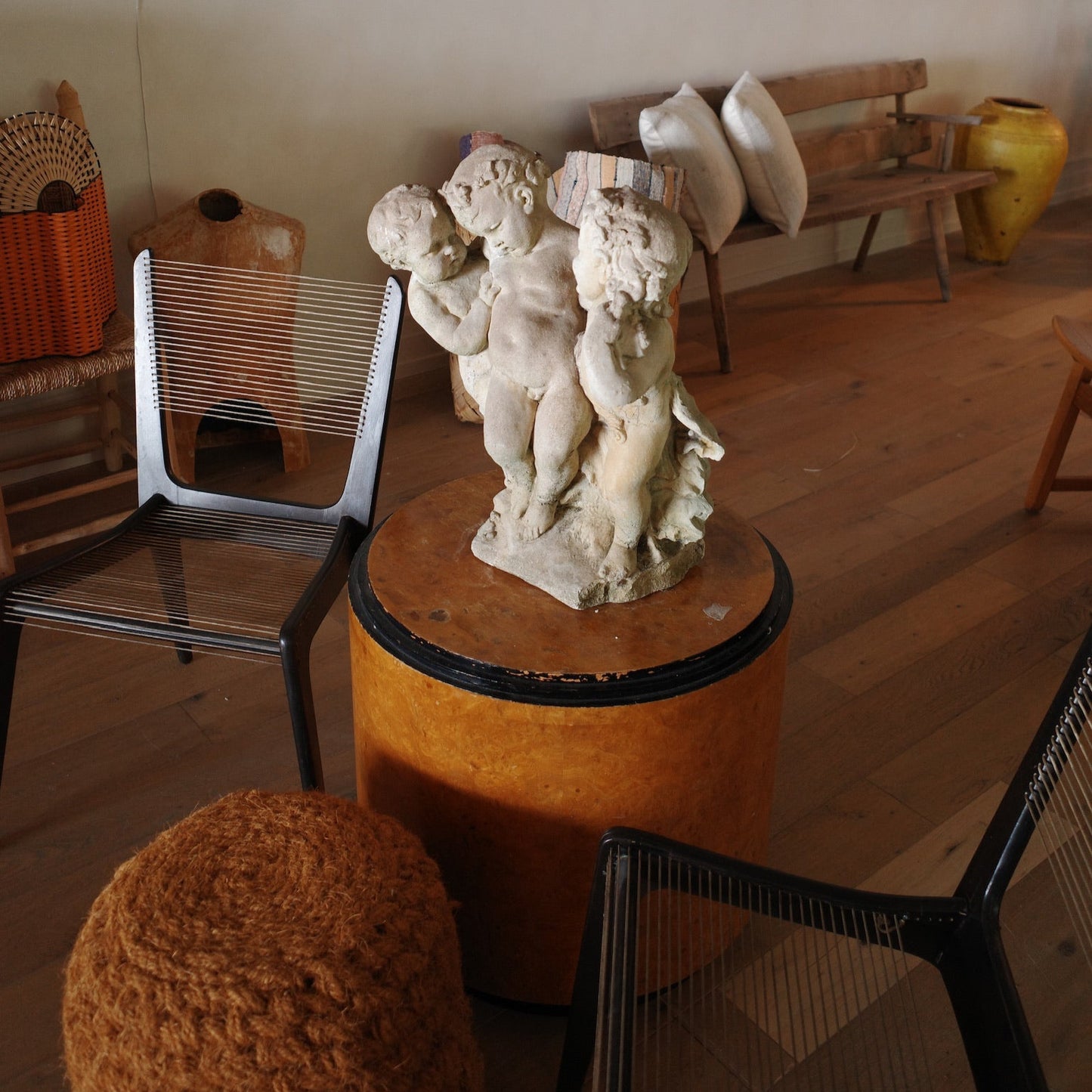 "A Group of Bacchic Children" by Benoît Rougelet, Stone Cast Sculpture