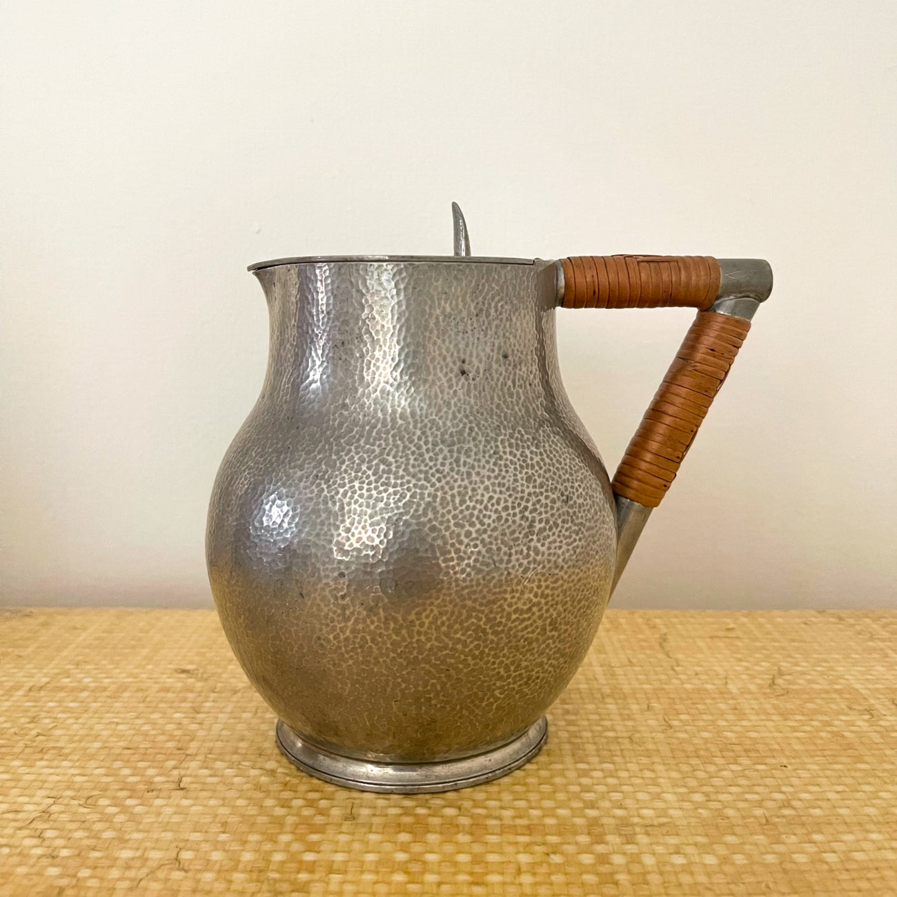 1950's Puter & Rattan Tea Pot