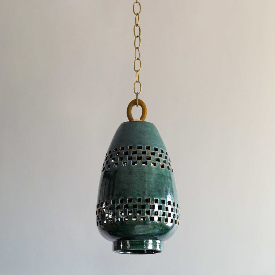 Ajedrez Esmalte Verde Pendant Light