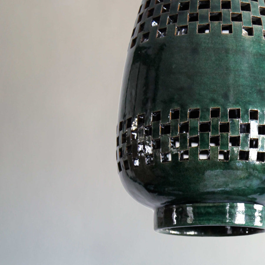 Ajedrez Esmalte Verde Pendant Light