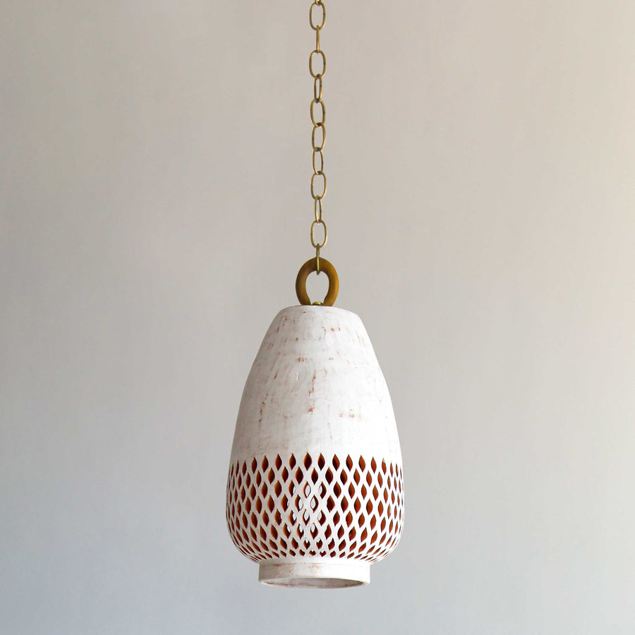 Diamantes White Washed Pendant Light