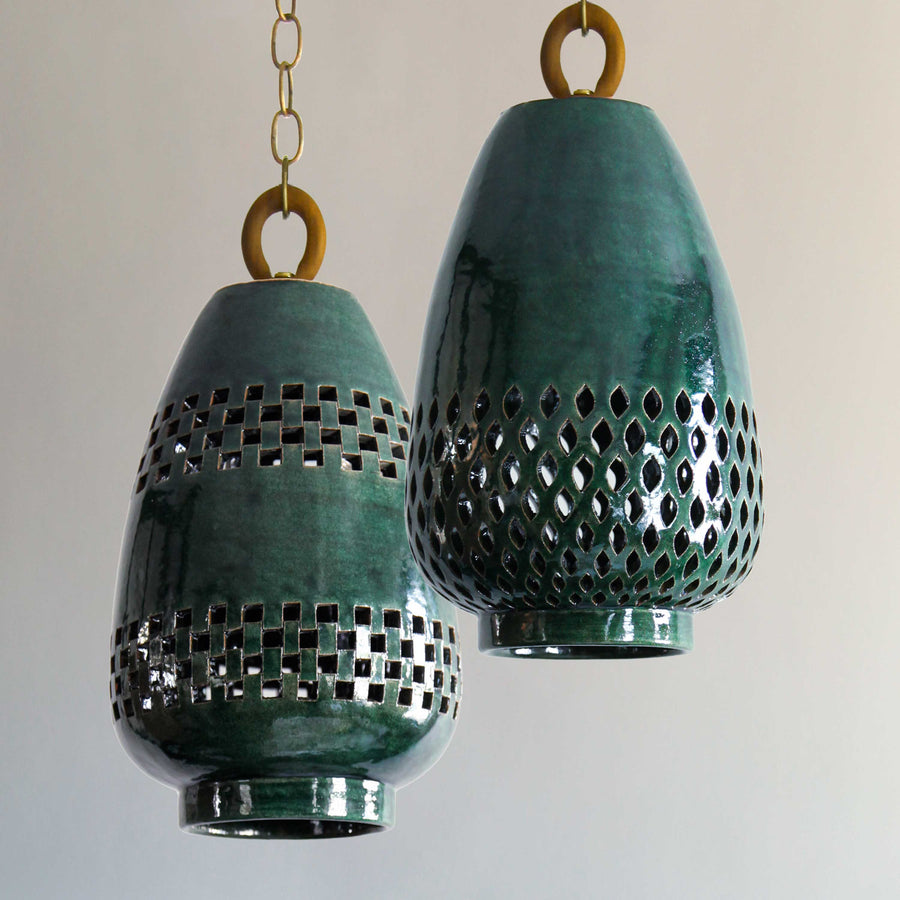 Diamantes Esmalte Verde Pendant Light