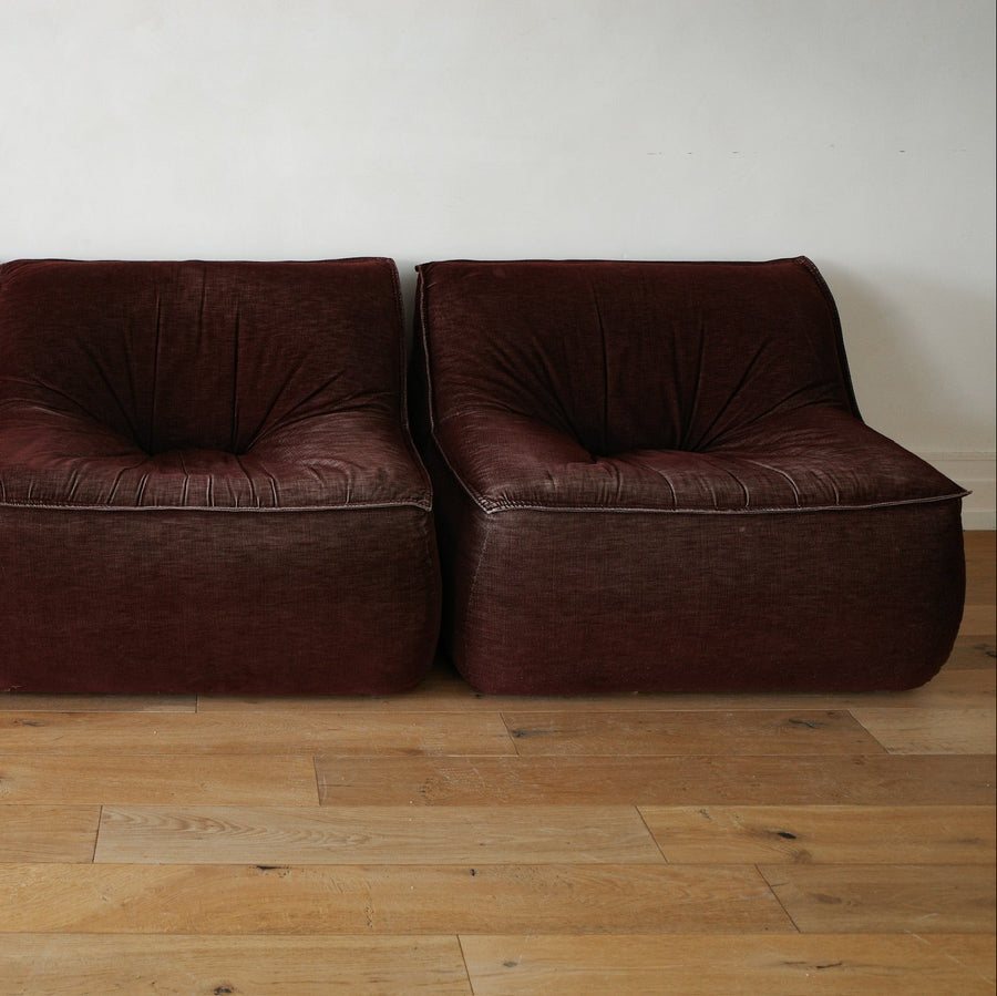 Burgundy Sofa Lounge Chair, Set of 3