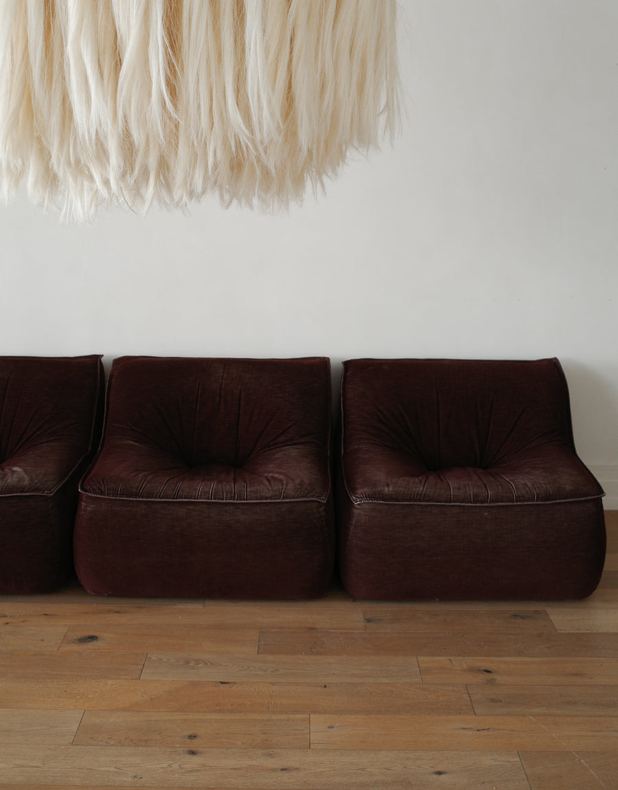 Burgundy Sofa Lounge Chair, Set of 3
