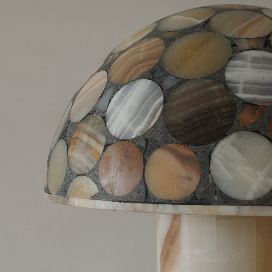 Large Mushroom Onyx Multistone Lamp