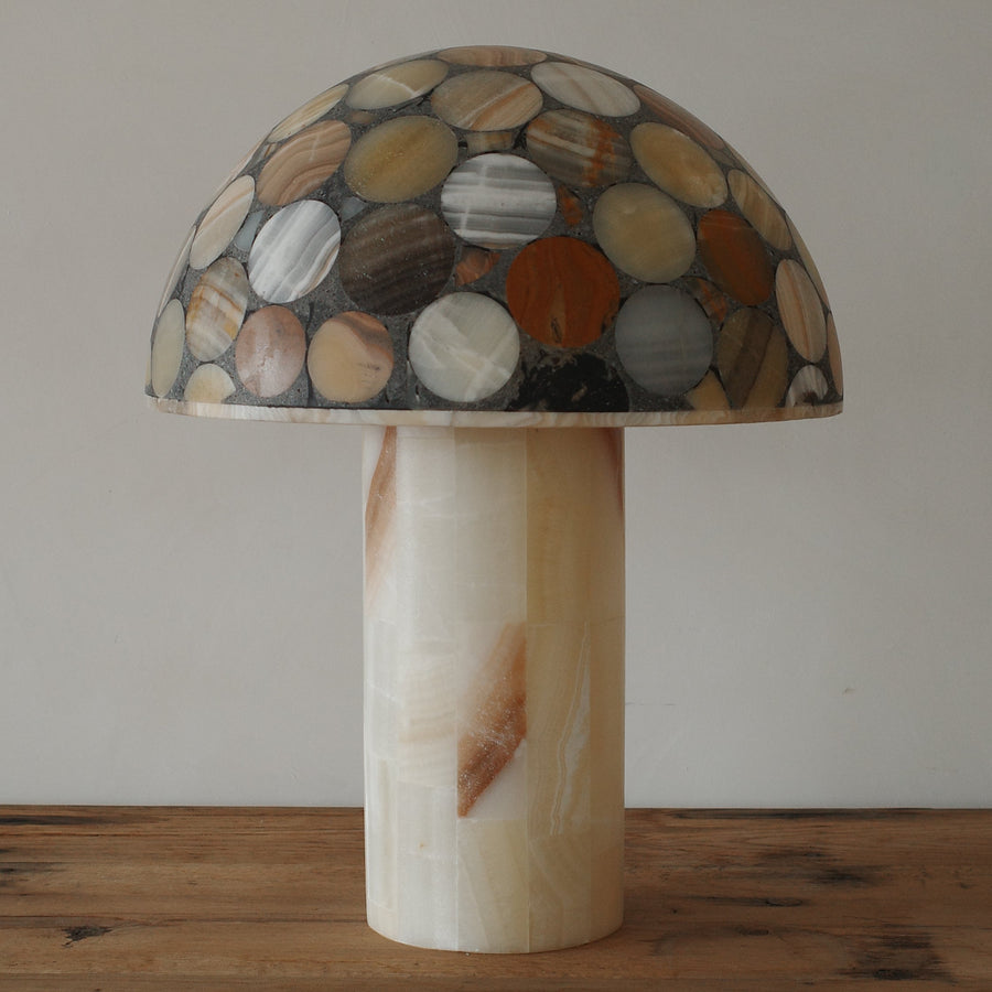 Large Mushroom Onyx Multistone Lamp