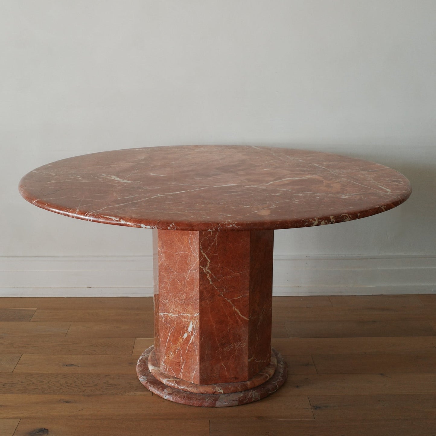Italian Rose Marble Pedestal Round Table