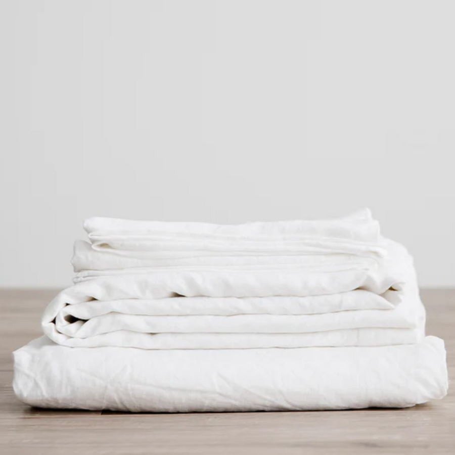 Linen Sheet Set With Pillowcases - White