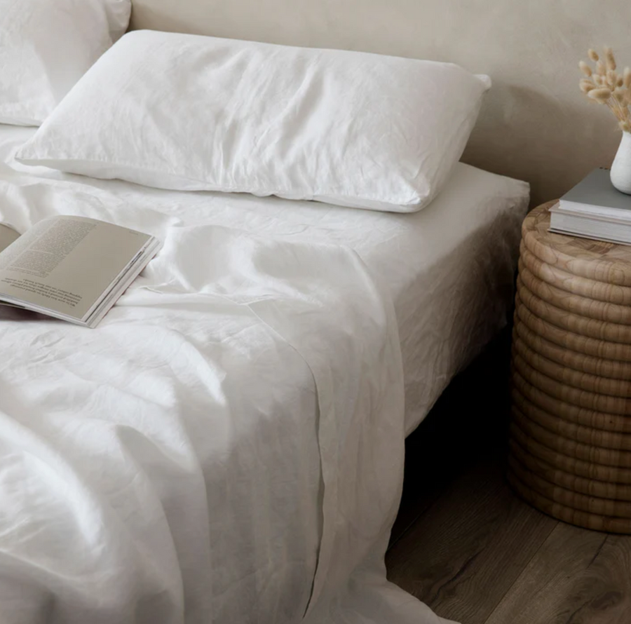 Linen Sheet Set With Pillowcases - White