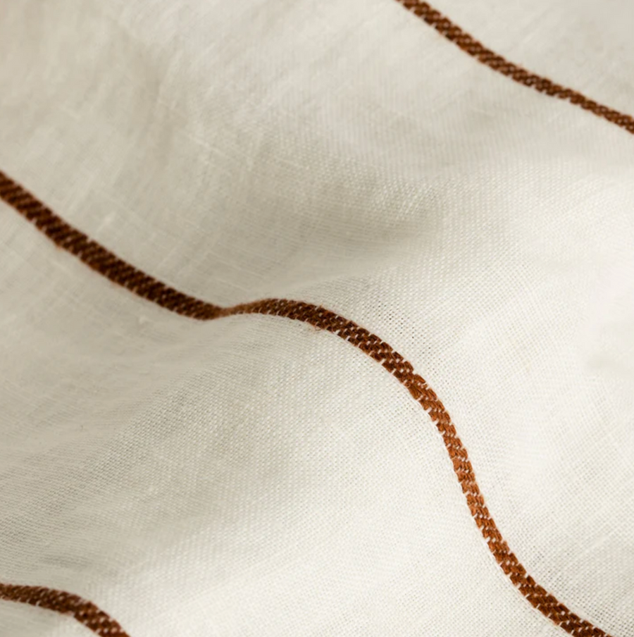 Linen Sheet Set With Pillowcases - Cedar Stripe