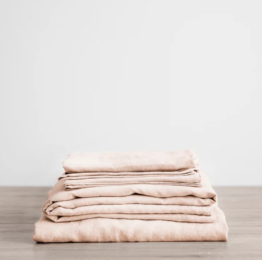 Linen Sheet Set With Pillowcases - Blush