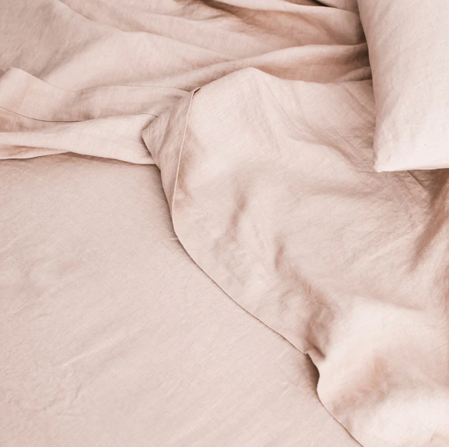 Linen Sheet Set With Pillowcases - Blush