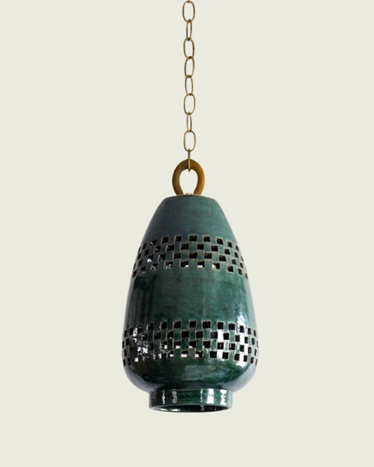 Ajedrez Esmalte Verde Pendant Light