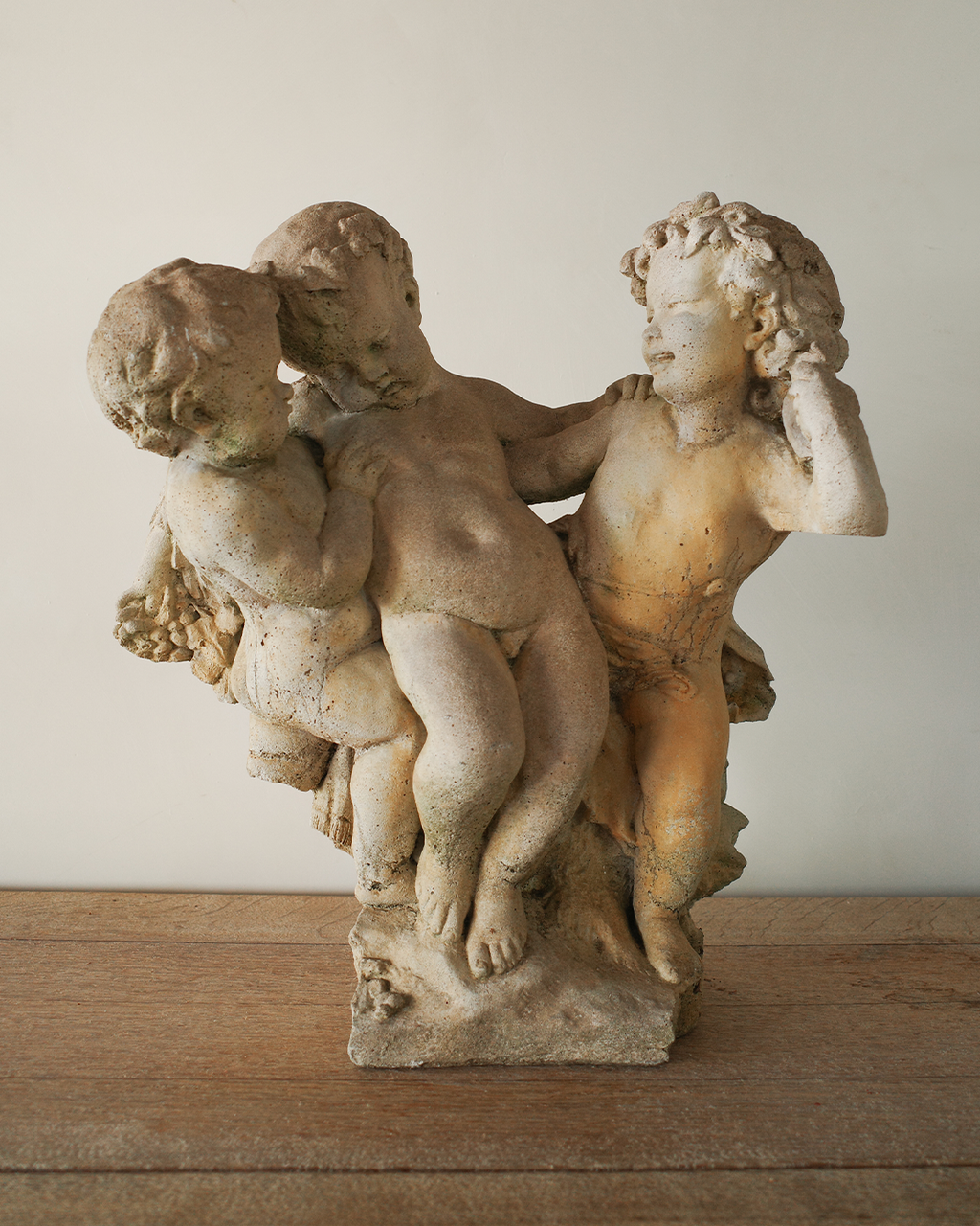 "A Group of Bacchic Children" by Benoît Rougelet, Stone Cast Sculpture