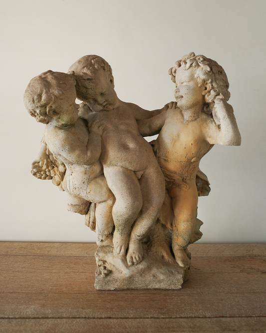 "A Group of Bacchic Children" by Benoît Rougelet, Stone Cast Sculpture