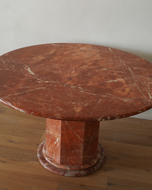 Italian Rose Marble Pedestal Round Table