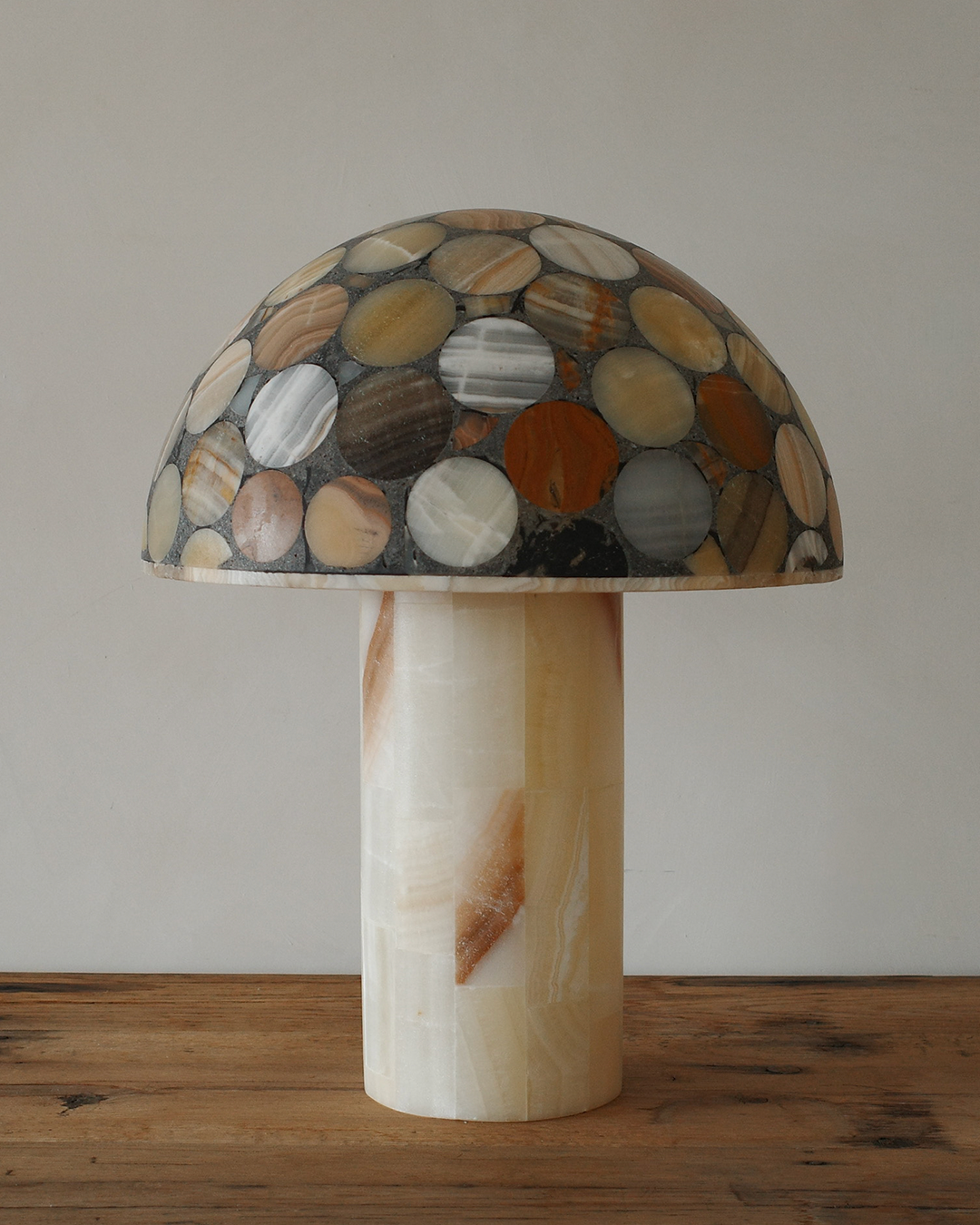 Large Mushroom Onyx Multistone Lamp