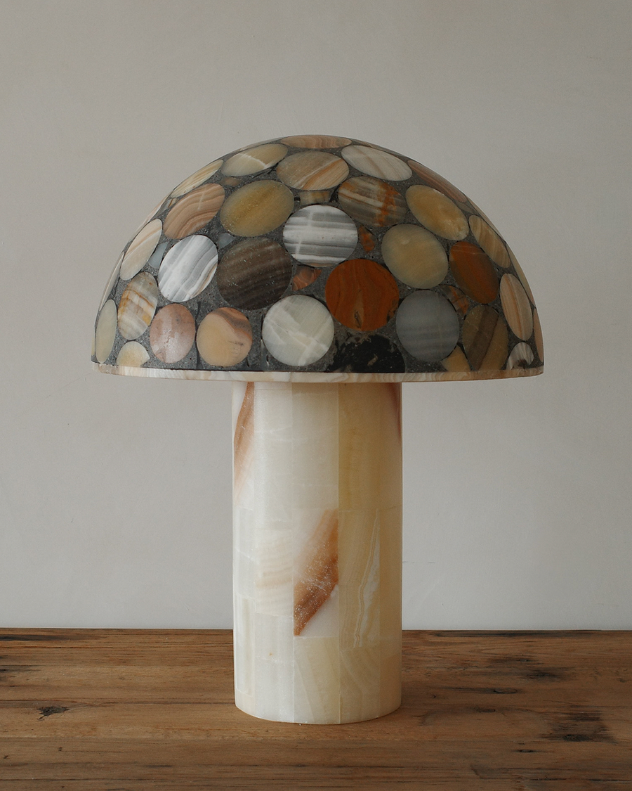Large Mushroom Onyx Multistone Lamp
