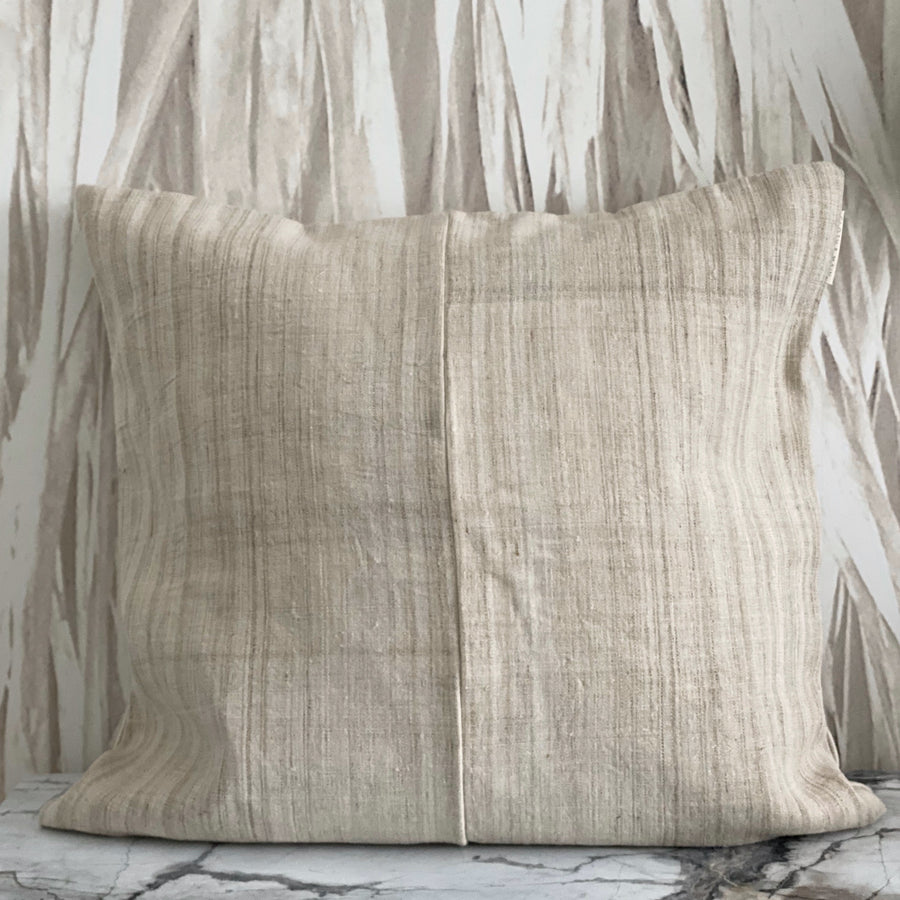 Beige Hemp Variated Stripe Pillow