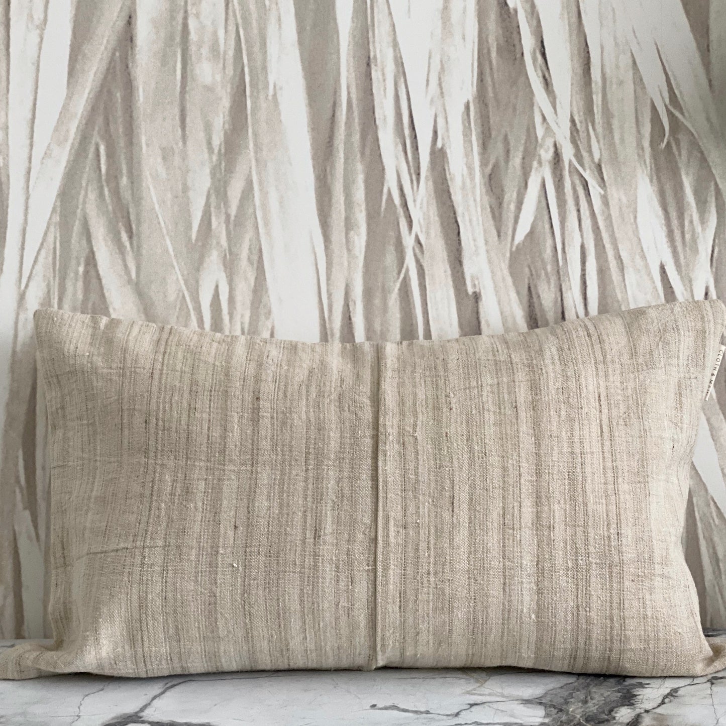 Beige Hemp Variated Stripe Pillow
