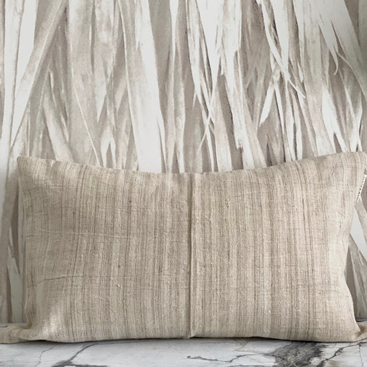 Beige Hemp Variated Stripe Pillow