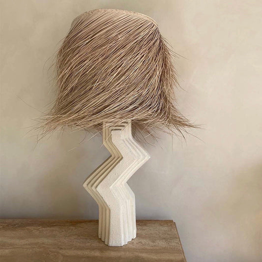 Vintage Lamp & Raffia Shade