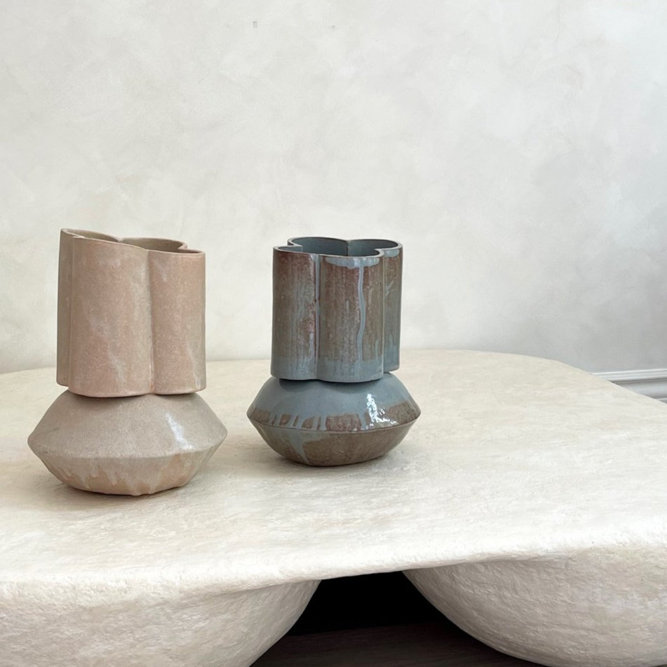Scallop Vase - Blue Shino
