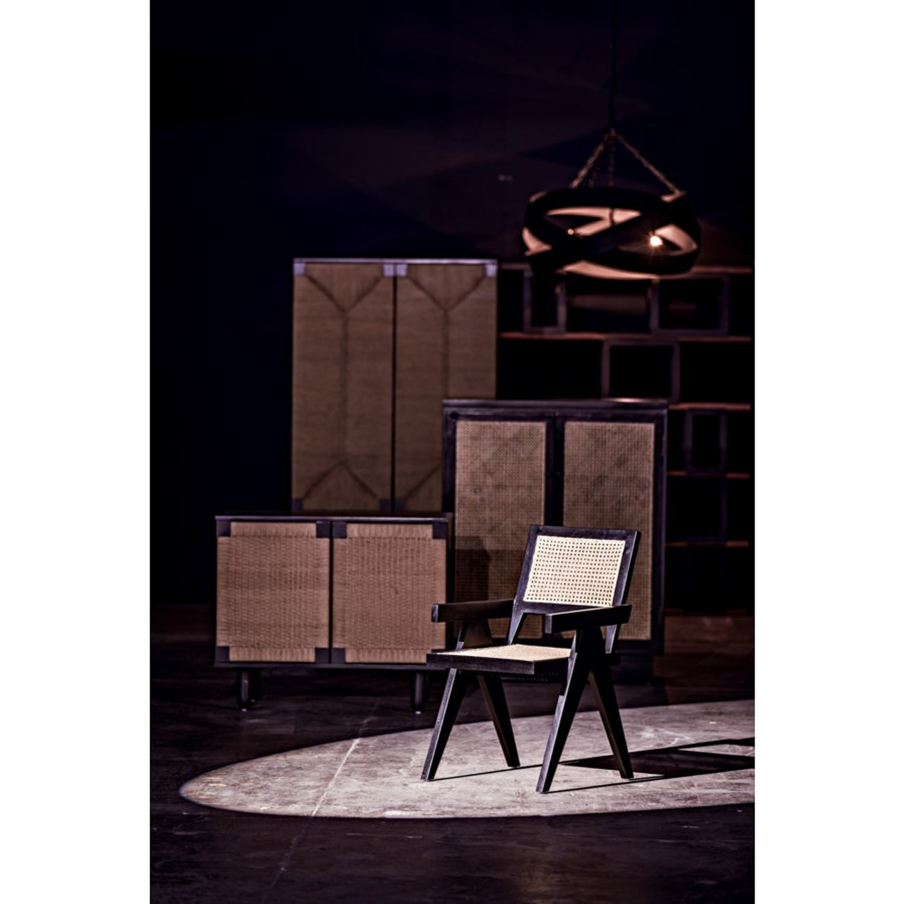 Black Cane Arm Chair