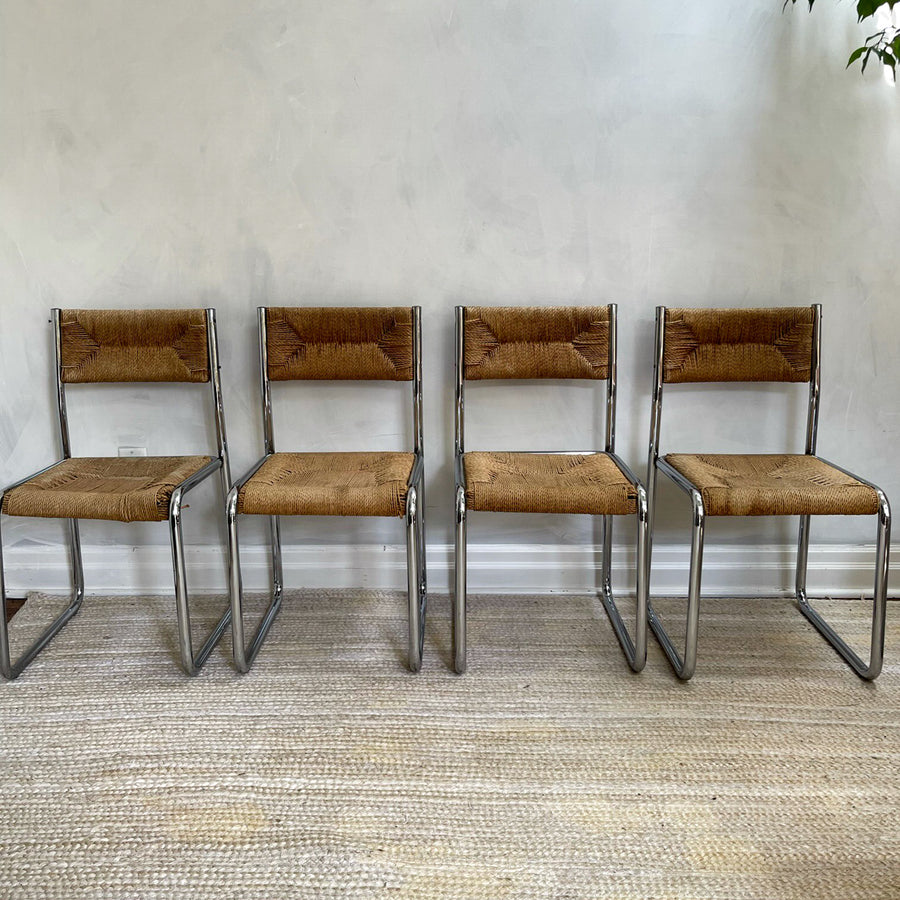 Chrome and Cord Chairs - Set of 4