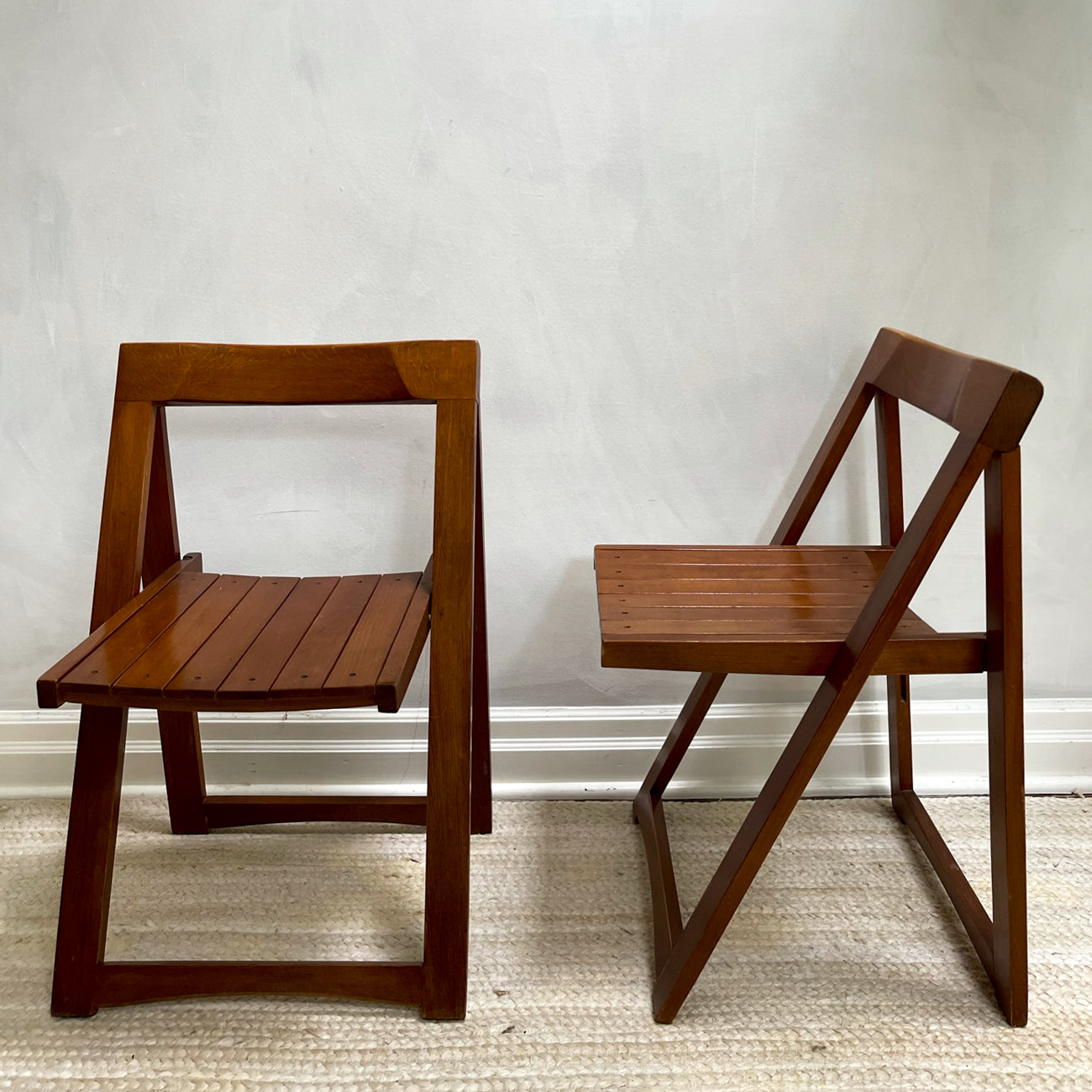 Folding Slat Chairs by Aldo Jacobar